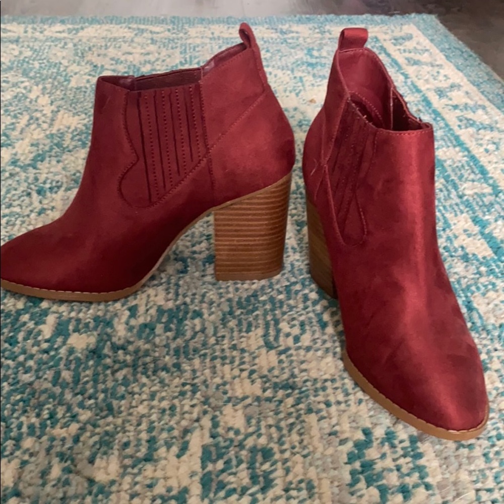 Red suede booties - size 7.5